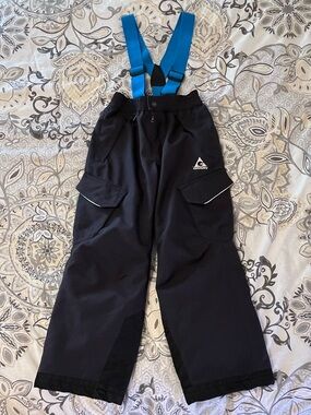 Gerry Black Snow/Ski Pants with Blue Adjustable Suspenders - Kids Size 7/8
